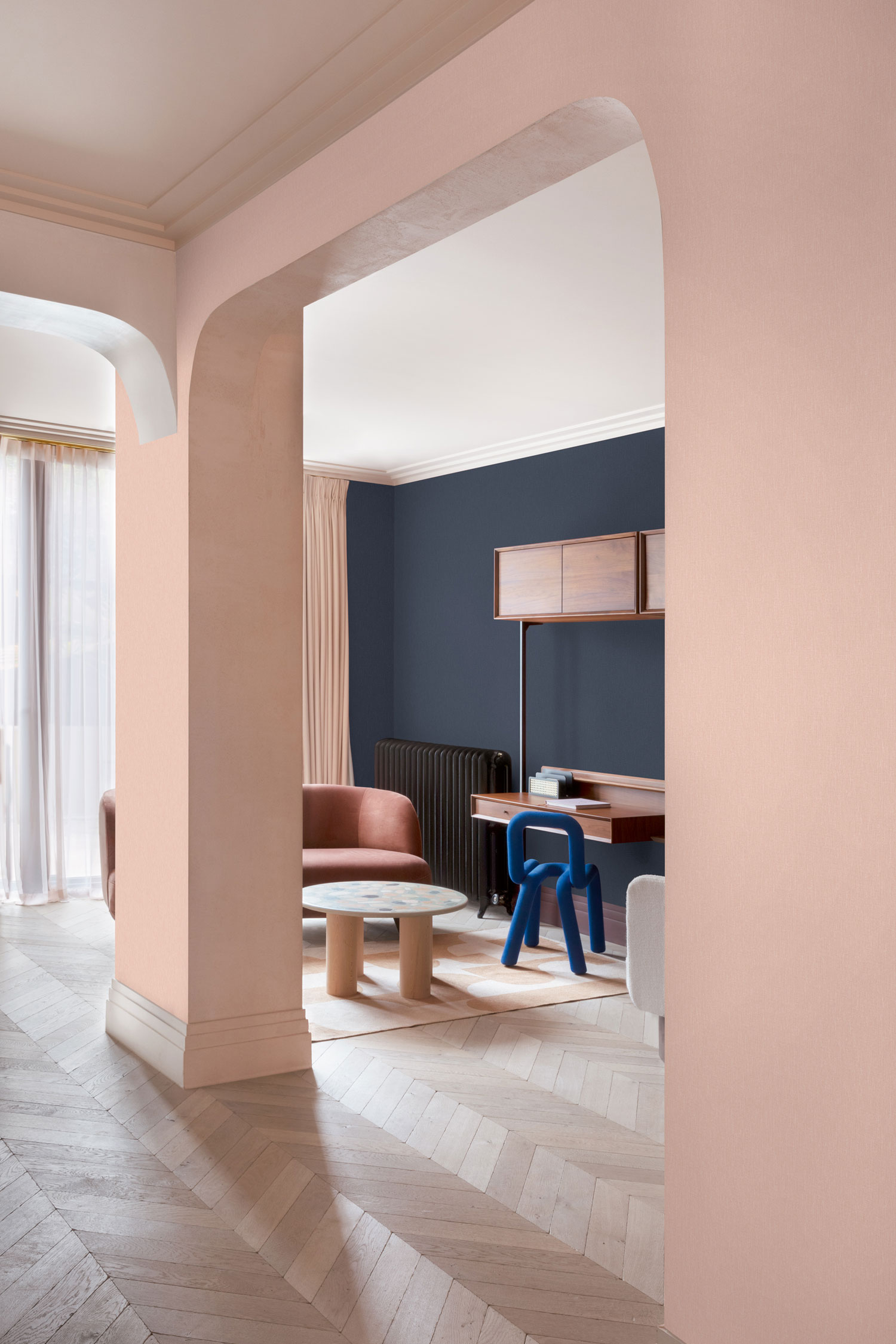 Vliesová tapeta na zeď, růžová, imitace látky,  AT1018, Atmosphere, Daydreamers, Grandeco