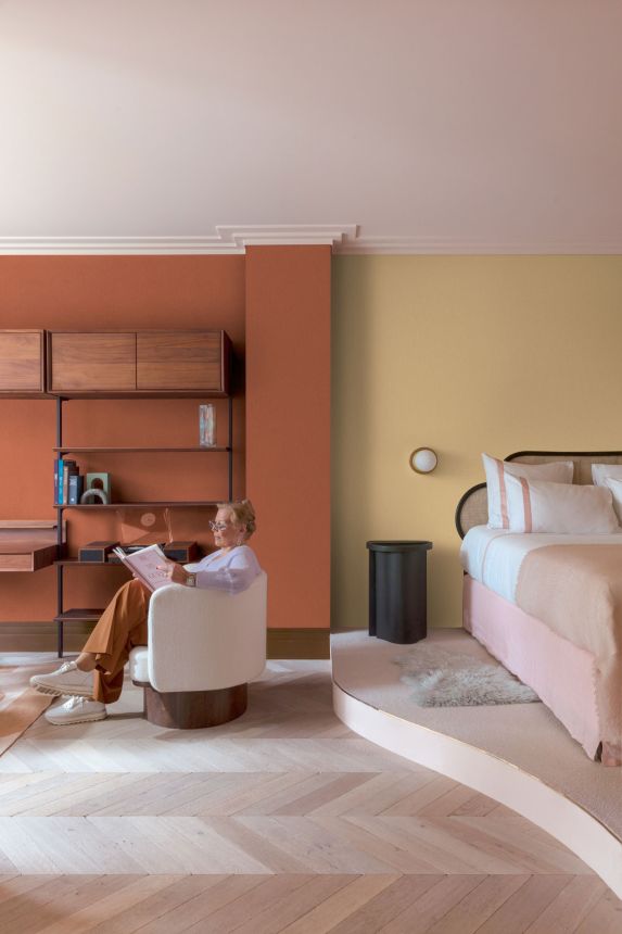 Vliesová tapeta na zeď, hnědá, imitace látky,  AT1022, Atmosphere, Daydreamers, Grandeco