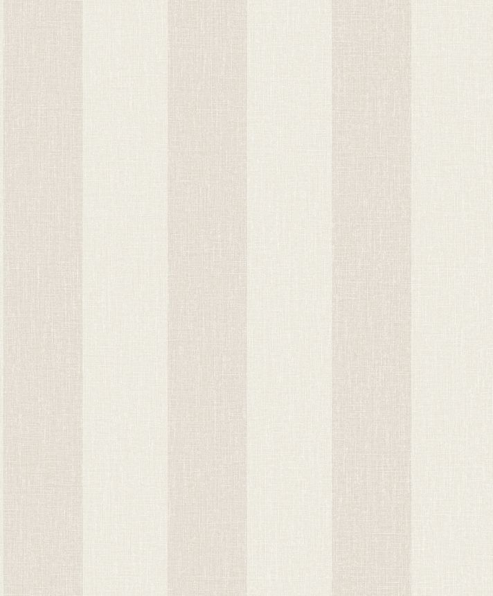 Krémová vliesová tapeta na zeď s pruhy, imitace látky,  AT4002, Atmosphere, Grandeco