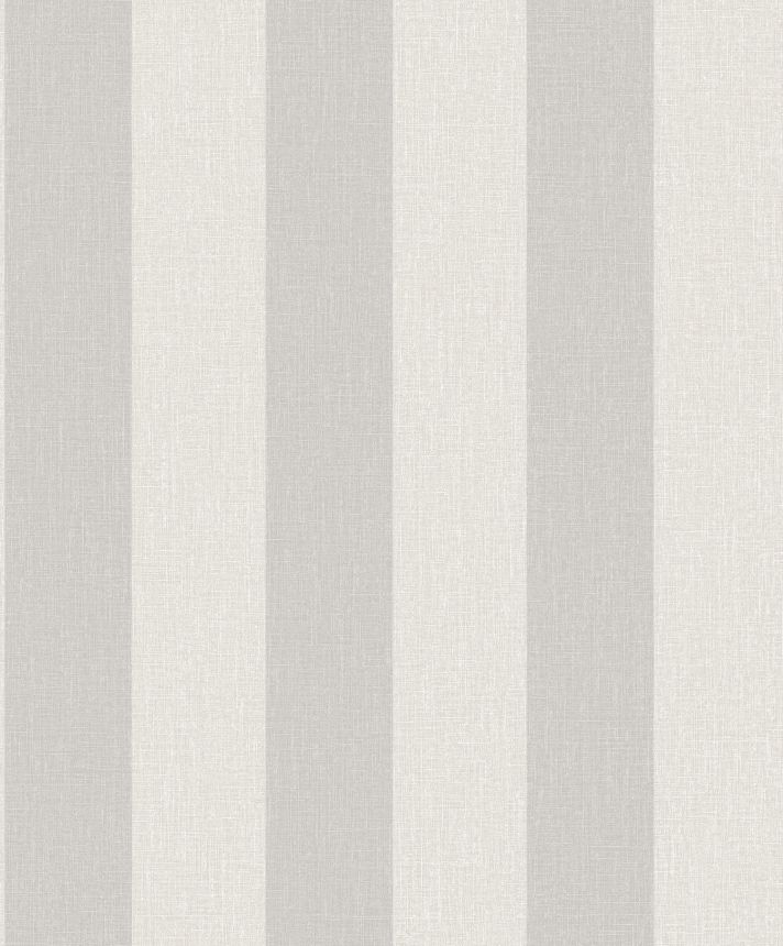Šedo-stříbrná vliesová tapeta na zeď s pruhy, imitace látky,  AT4009, Atmosphere, Grandeco