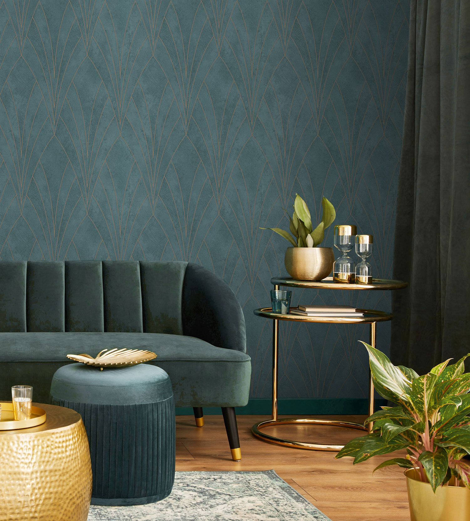 Zelená geometrická tapeta na zeď, Art Deco, L85604, Elegance, Ugepa