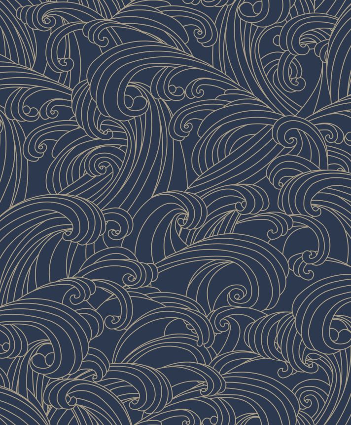 Modrá vliesová tapeta na zeď, mořské vlny, M62901, Elegance, Ugepa