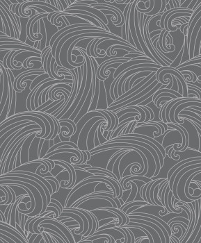 Šedo-stříbrná vliesová tapeta na zeď, mořské vlny, M62909, Elegance, Ugepa