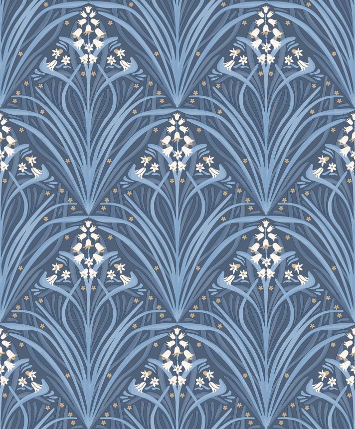 Modrá květinová vliesová tapeta na zeď, Art Deco, M66101, Elegance, Ugepa