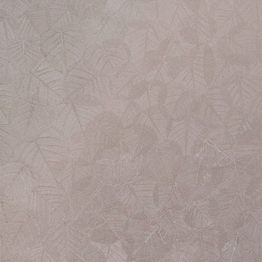 Metalická béžová vliesová tapeta na zeď, listy, M69803, Botanique, Ugepa
