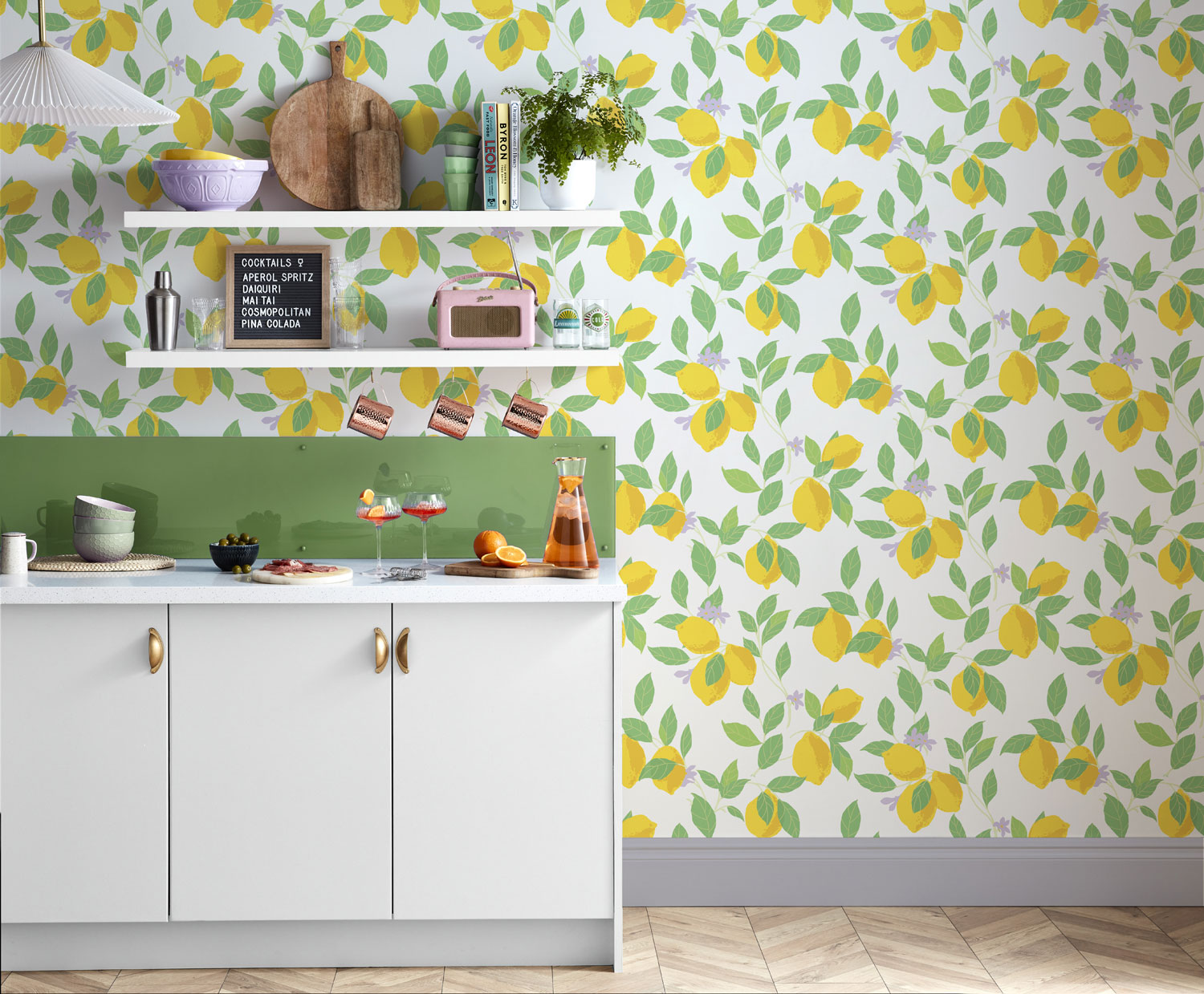 Bílá vliesová tapeta s citrony, 118619, Envy
