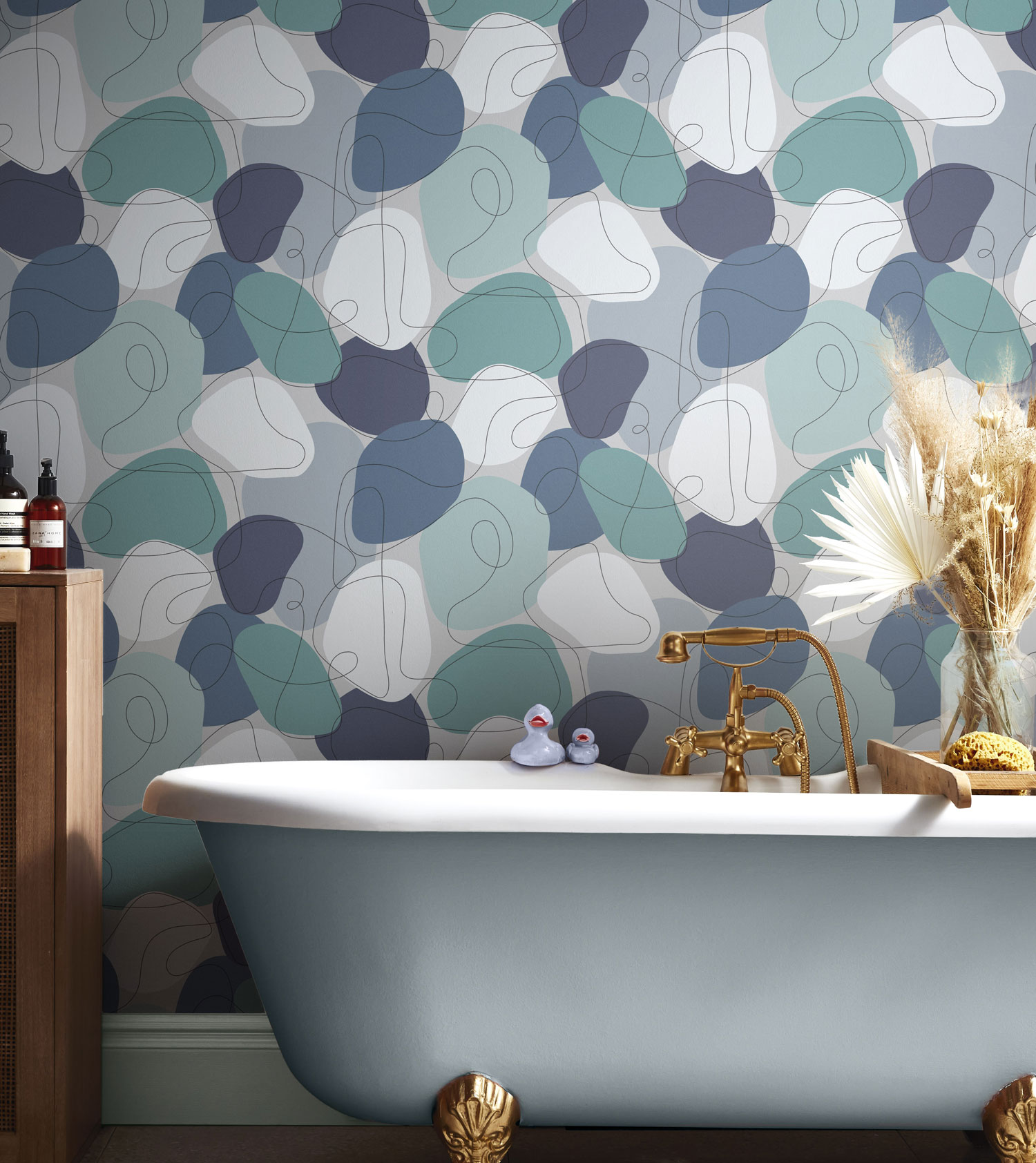 Modro-zelená grafická vliesová tapeta na zeď, 118734, Envy