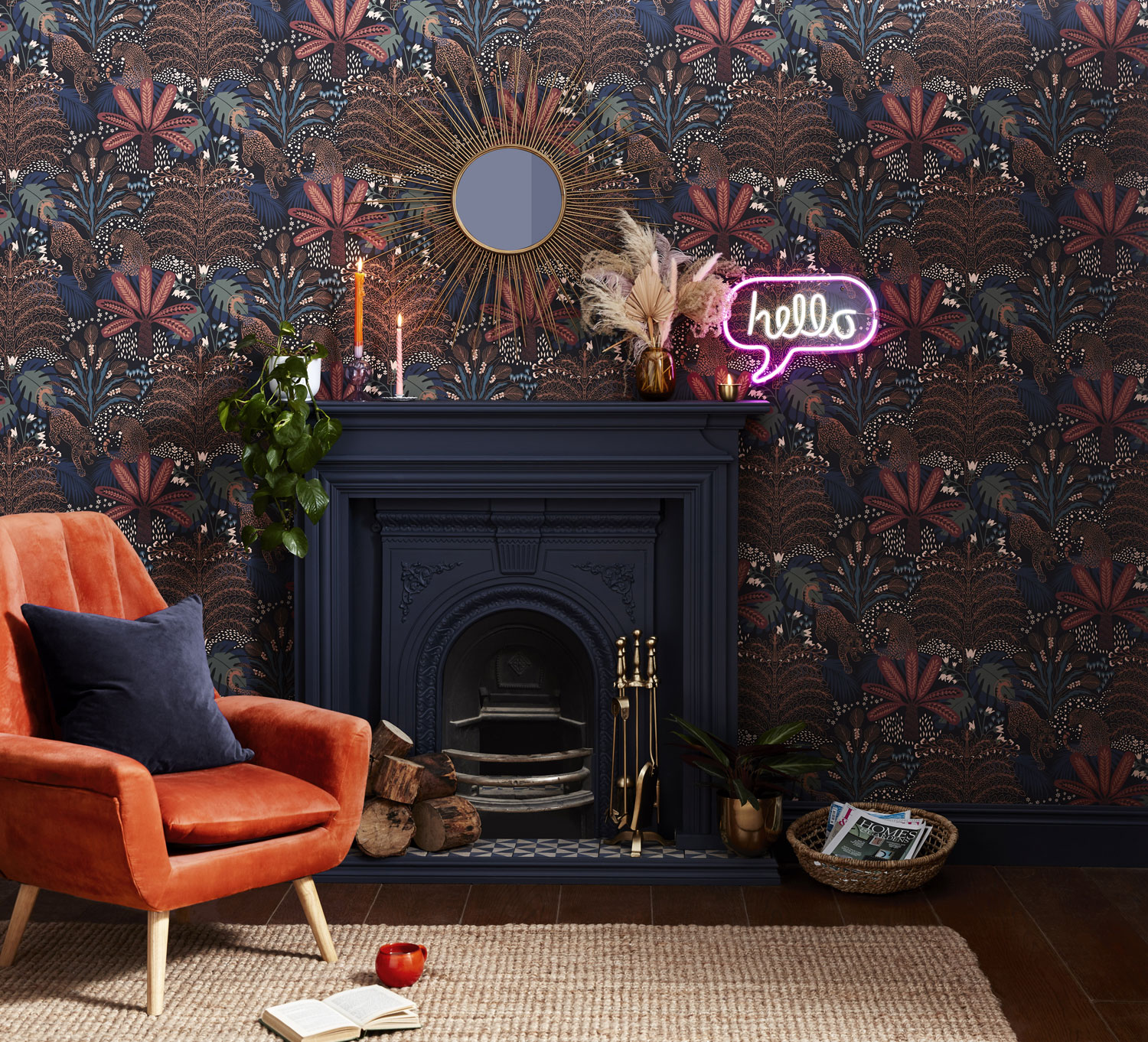 Černá vliesová tapeta se stromy a listy, 118729, Envy