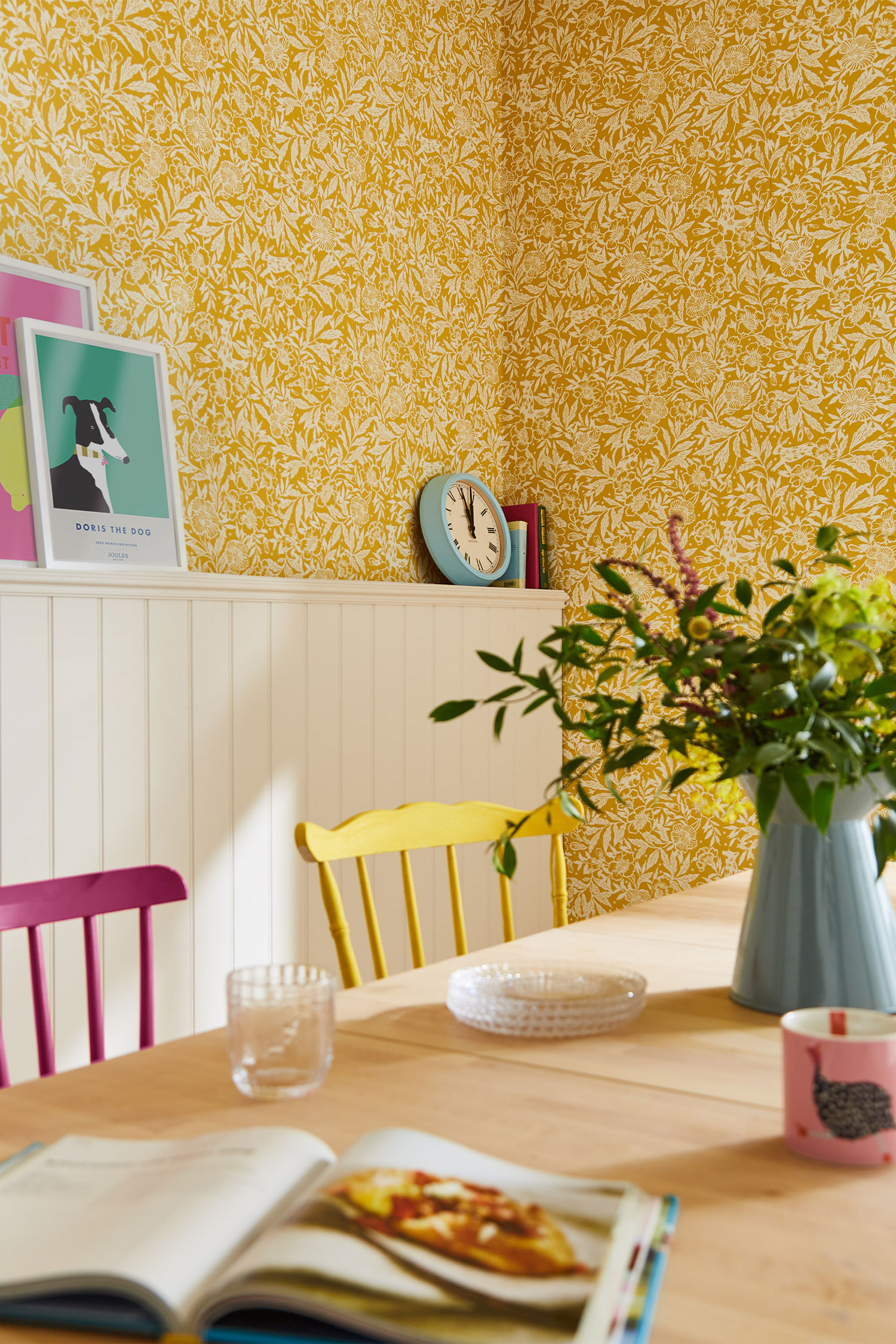 Okrová květinová vliesová tapeta na zeď,  118542, Joules, Graham&Brown