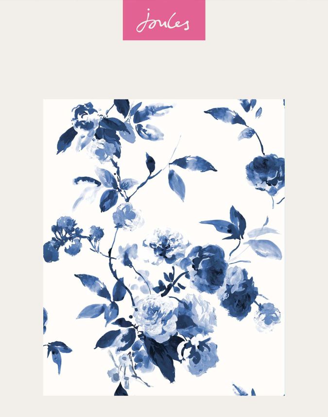 Modro-bílá květinová vliesová tapeta na zeď,  118561, Joules, Graham&Brown