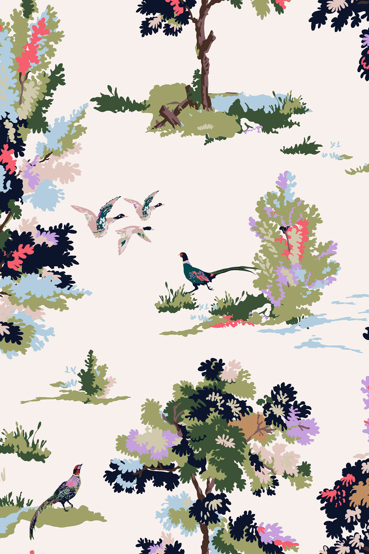 Vliesová tapeta na zeď,  stromy, ptáci, 118563, Joules, Graham&Brown