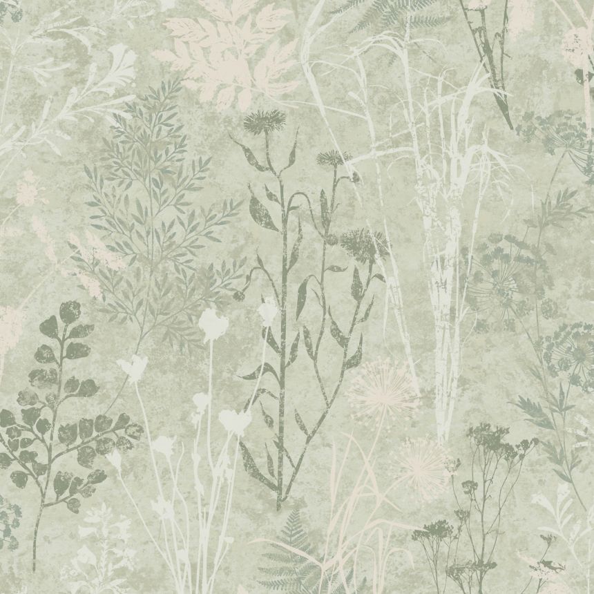 Zelená vliesová tapeta na zeď, květiny, listy, 120716, Vavex 2025