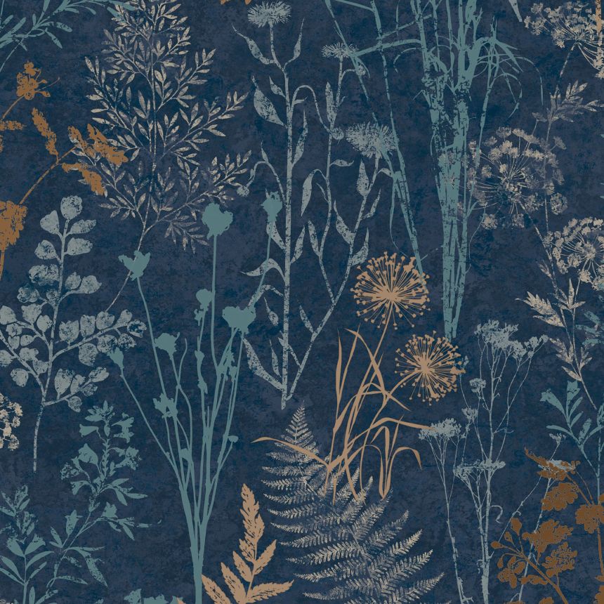 Modrá vliesová tapeta na zeď, květiny, listy, 120719, Zen, Superfresco Easy