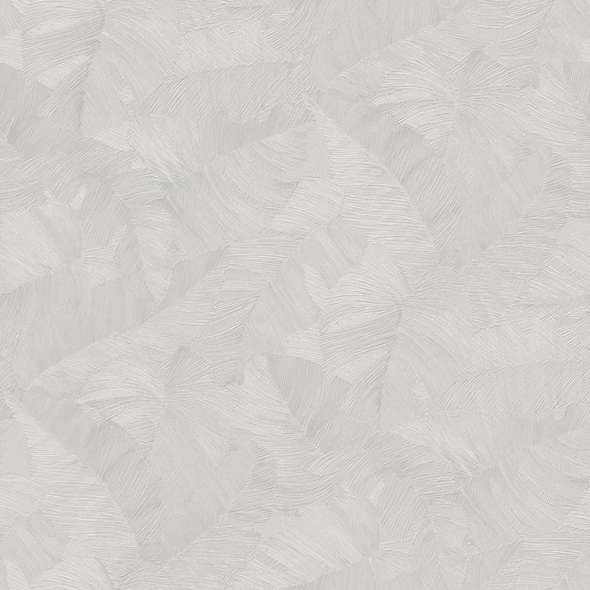 Šedo-béžová  vliesová tapeta s plastickými listy, TI2105, Time 2025, Grandeco
