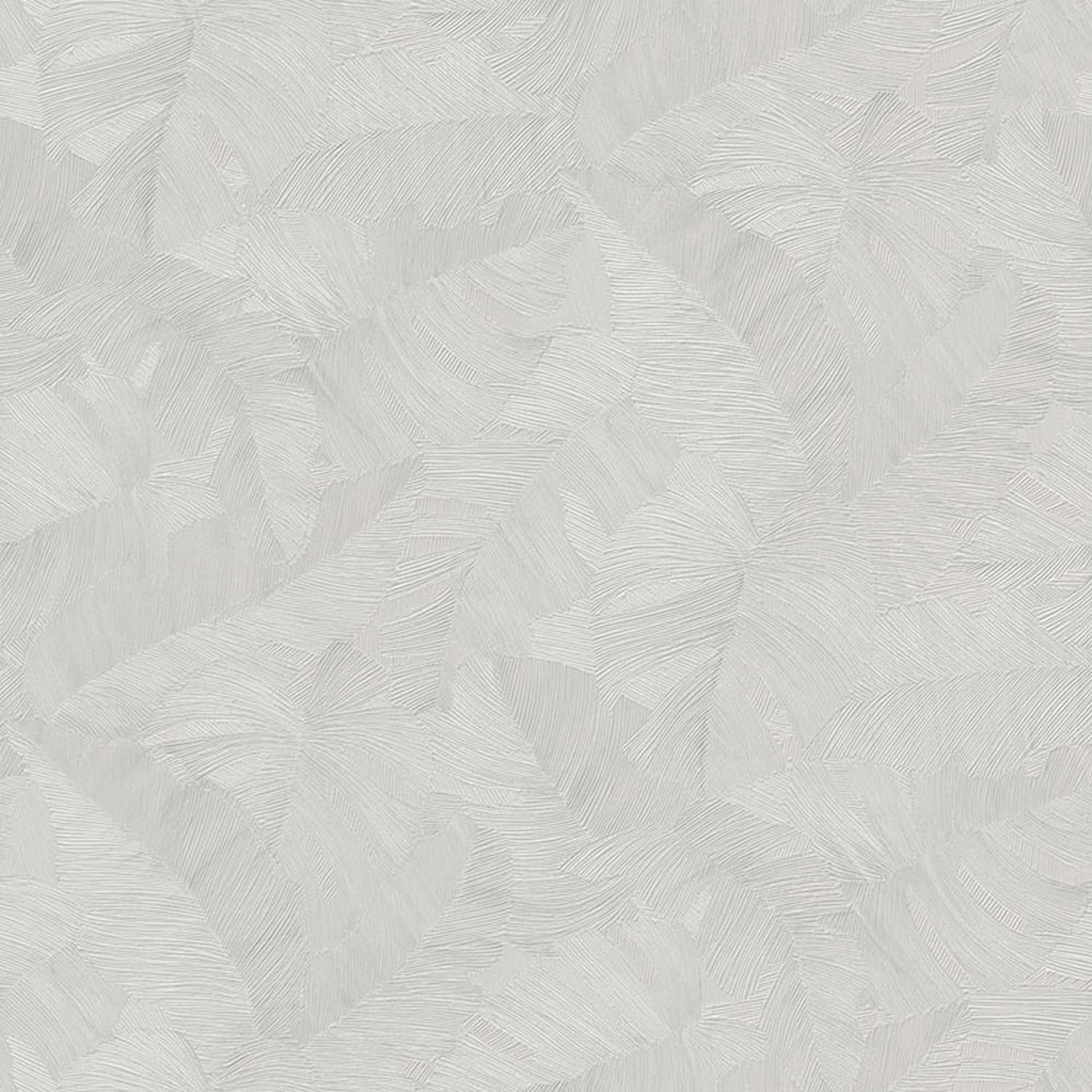 Šedo-béžová  vliesová tapeta s plastickými listy, TI2105, Time 2025, Grandeco
