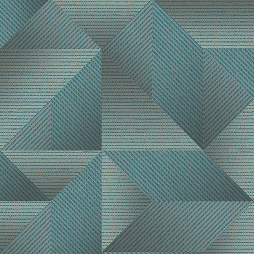 Tyrkysová geometrická vliesová tapeta na zeď, TP422976, Exclusive Threads, Design ID