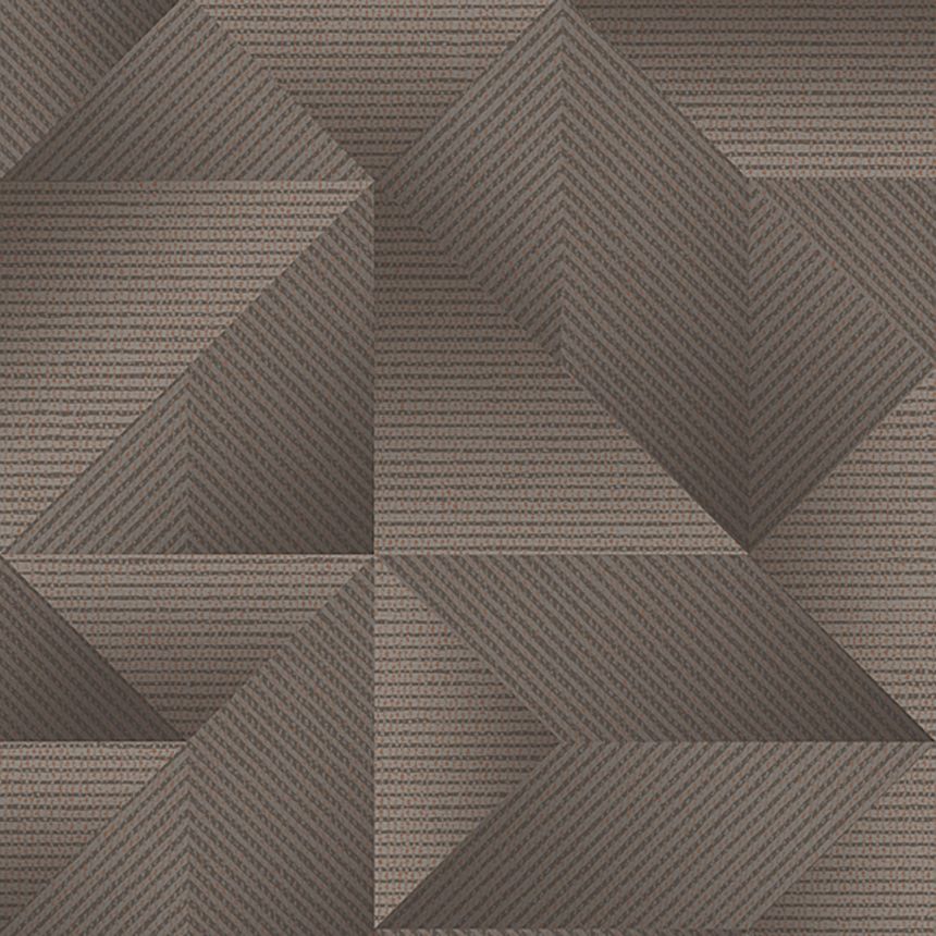 Hnědo-černá geometrická vliesová tapeta na zeď, TP422978, Exclusive Threads, Design ID