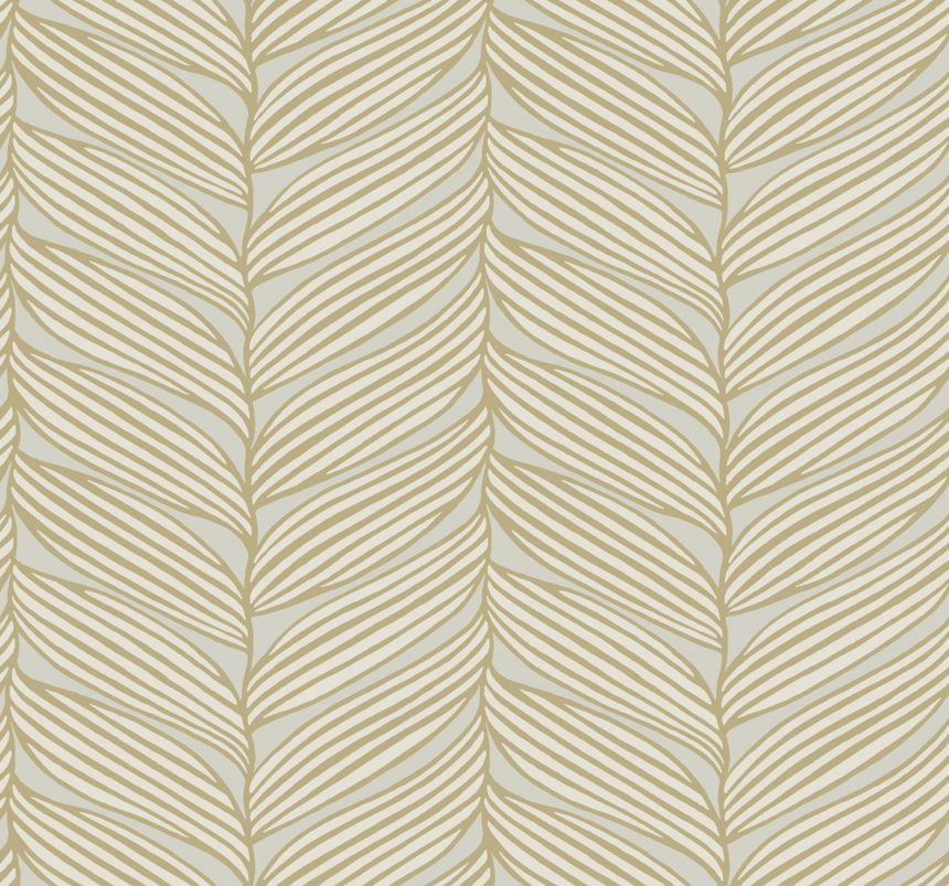 Šedo-zlatá vliesová tapeta na zeď, listy, MD7162, Modern Metals, York