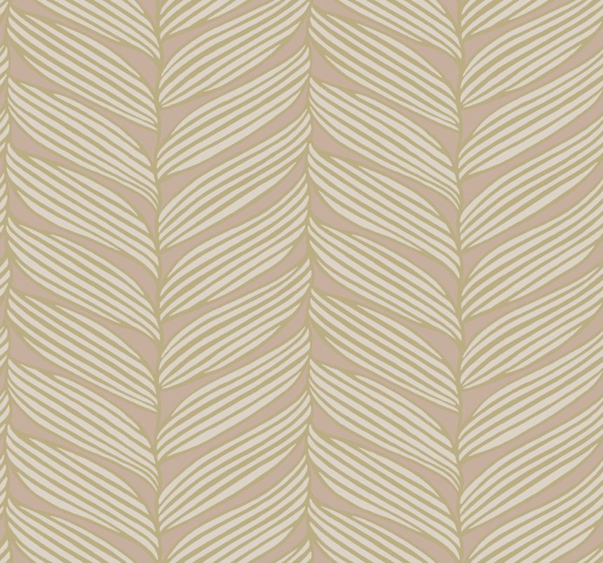 Růžovo-zlatá vliesová tapeta s listy, MD7161, Modern Metals, York