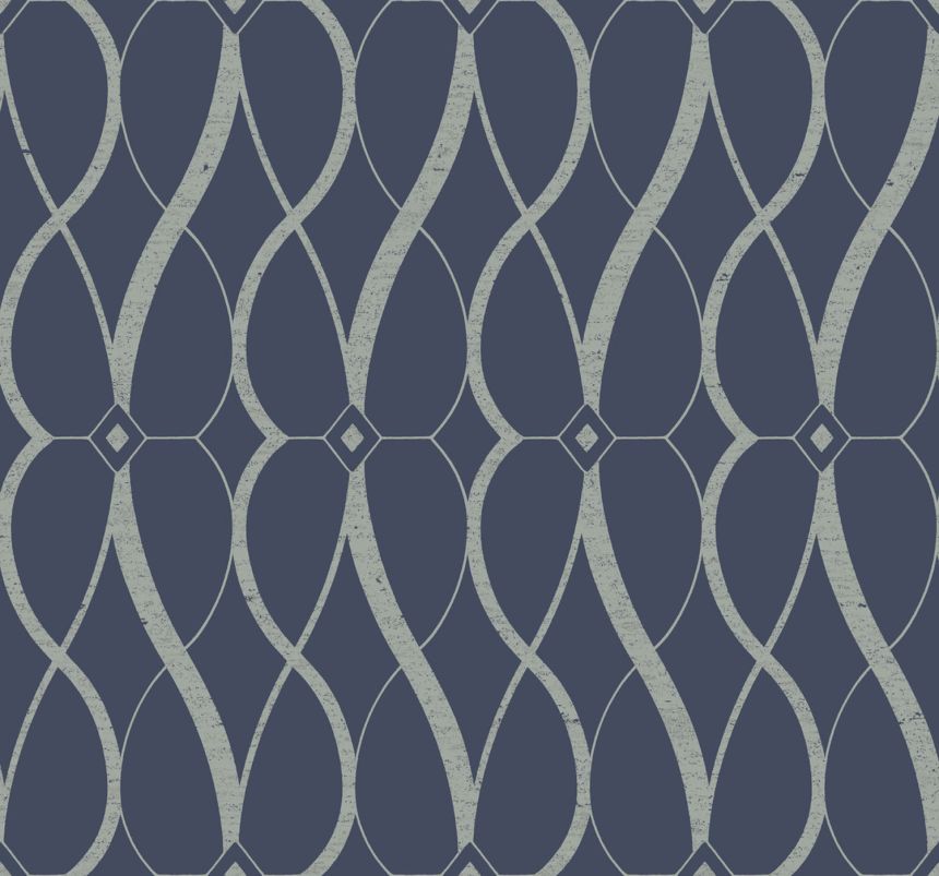 Modro-stříbrná geometrická vliesová tapeta na zeď, MD7174, Modern Metals, York