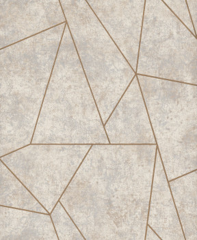 Šedo-béžovo-zlatá geometrická vliesová tapeta na zeď, NW3504, Modern Metals, York