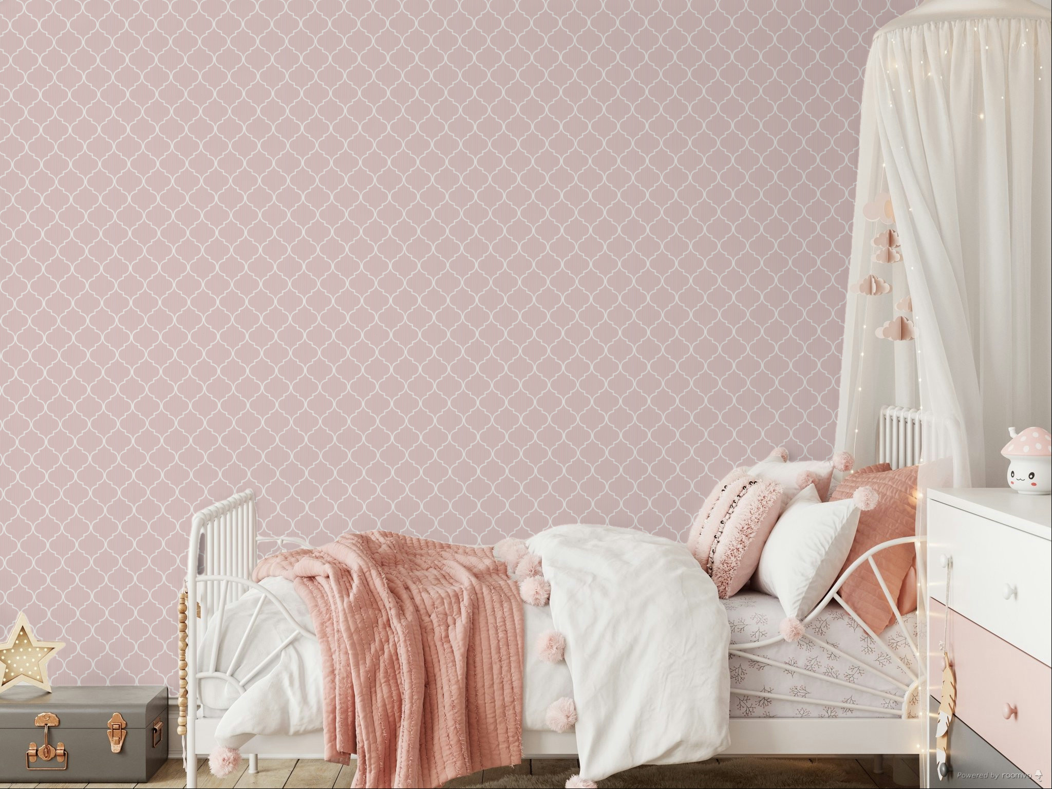 Růžová vliesová tapeta na zeď s bílými ornamenty, 84019, Blooming Garden, Cristiana Masi by Parato