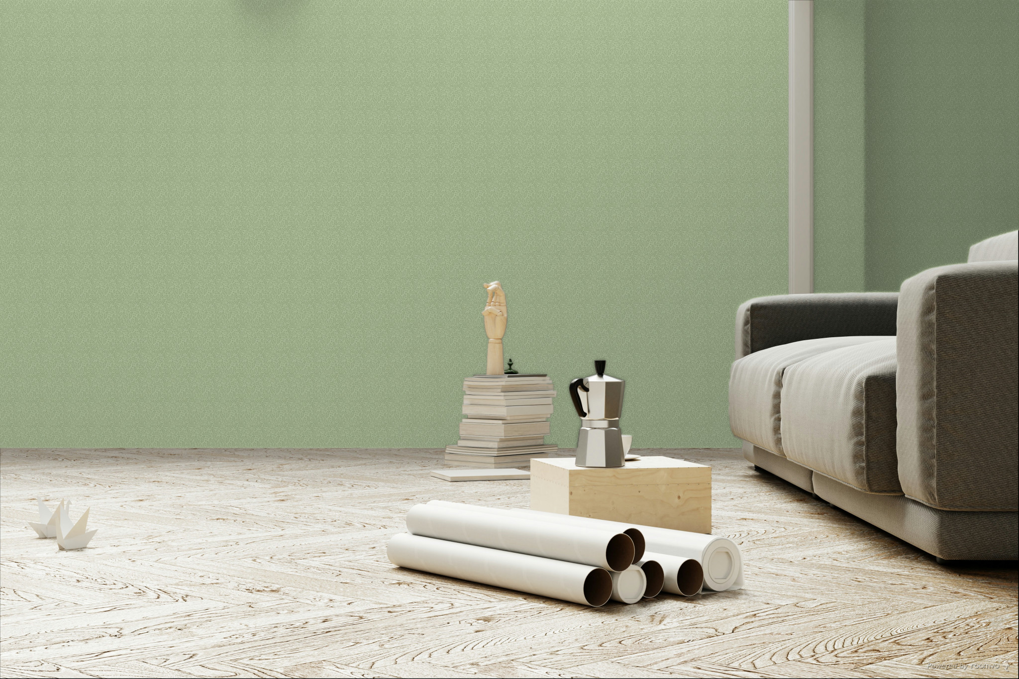 Zelená vliesová tapeta na zeď s větvičkami, 84049, Blooming Garden, Cristiana Masi by Parato