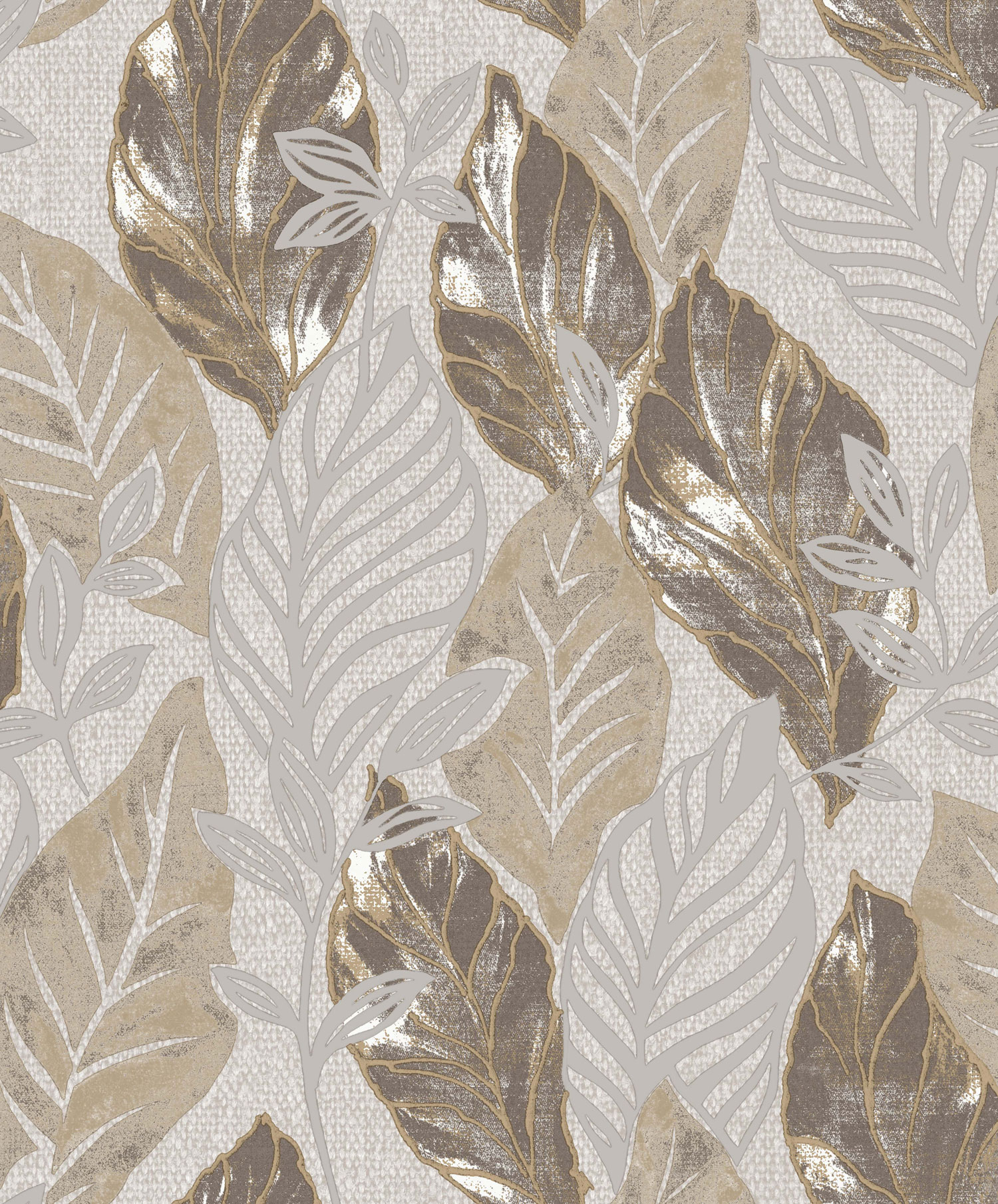 Hnědo-šedá vliesová tapeta s listy, 21101, Cvlto, Cristiana Masi by Parato