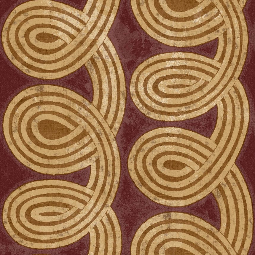 Vínovo-zlatá geometrická vliesová tapeta na zeď, 21134, Cvlto, Cristiana Masi by Parato