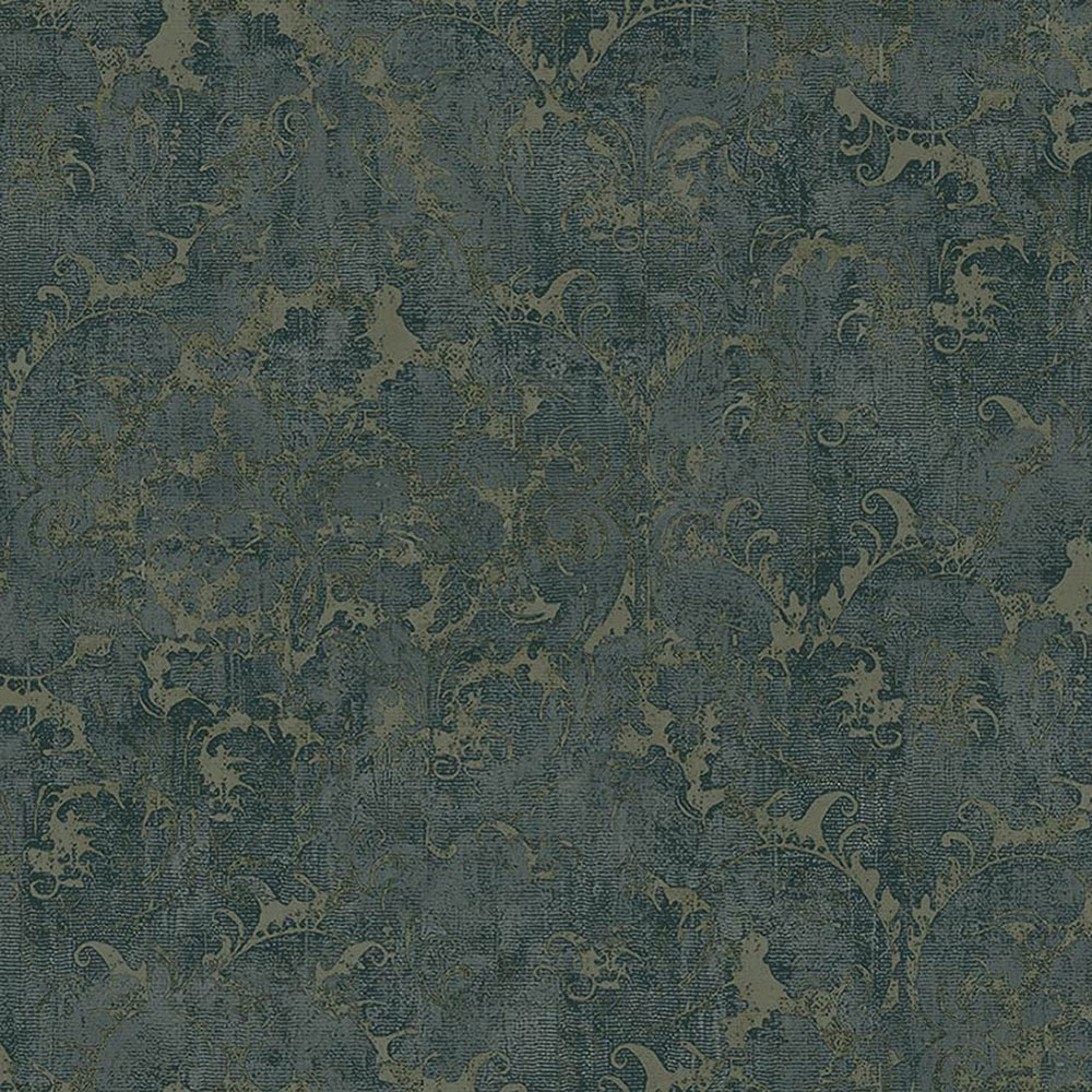 Luxusní zeleno-zlatá ornamentální zámecká vliesová tapeta na zeď, 47755, Eterna, Parato