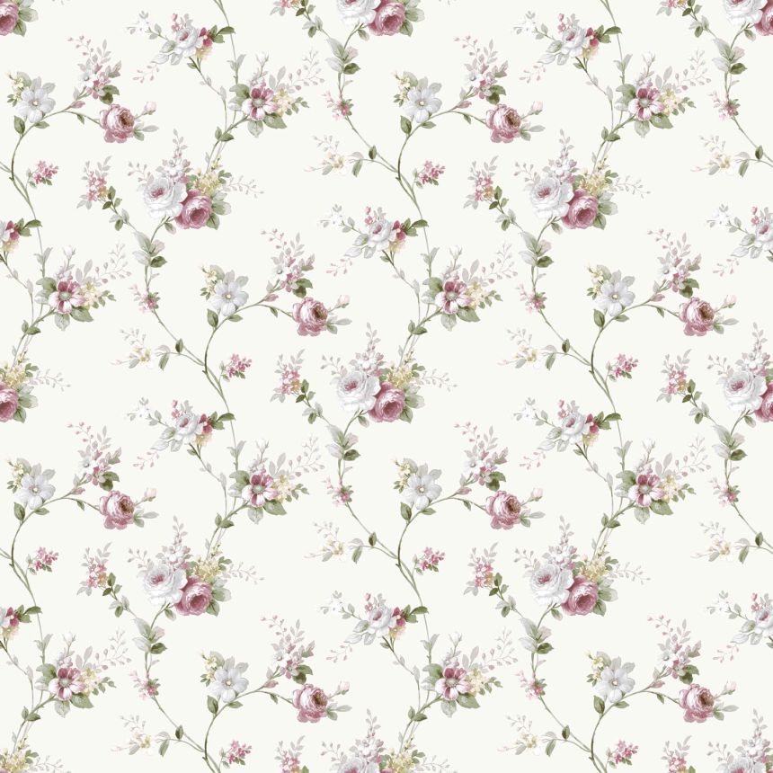Bílá vliesová tapeta na zeď s květinovým vzorem, 12316, Fiori Country, Parato