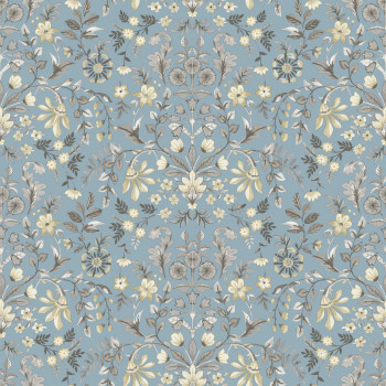Modrá vliesová tapeta na zeď s květinovým ornamentálním vzorem, 12326, Fiori Country, Parato