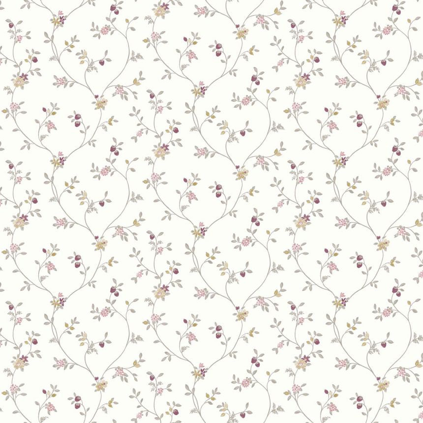 Bílá vliesová květinová tapeta na zeď, 12332, Fiori Country, Parato