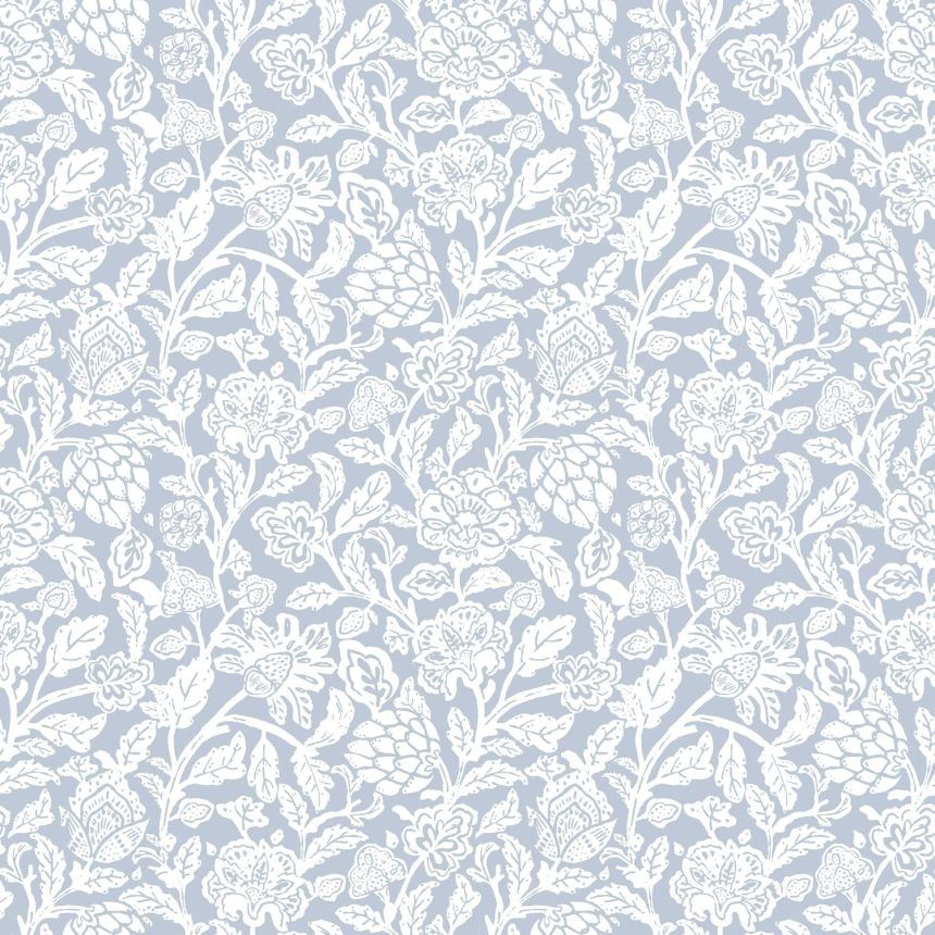 Bledě modrá vliesová květinová tapeta na zeď, 12346, Fiori Country, Parato