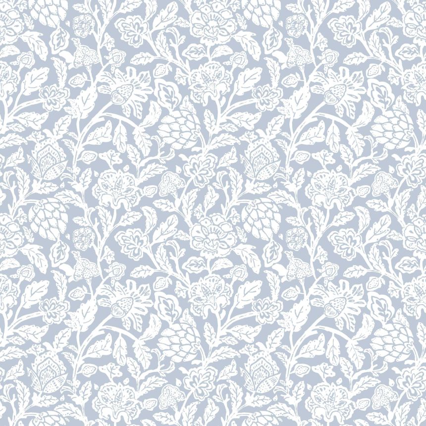 Bledě modrá vliesová květinová tapeta na zeď, 12346, Fiori Country, Parato