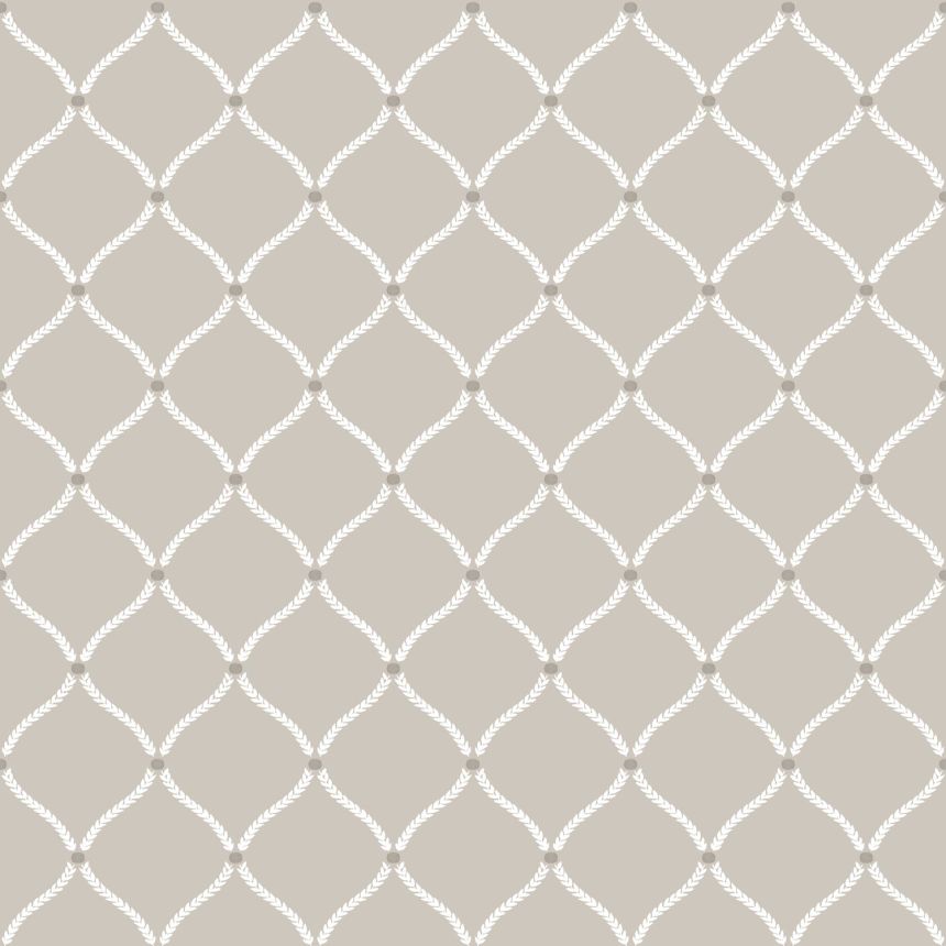 Šedá vliesová tapeta na zeď s bílými ornamenty, 12359, Fiori Country, Parato