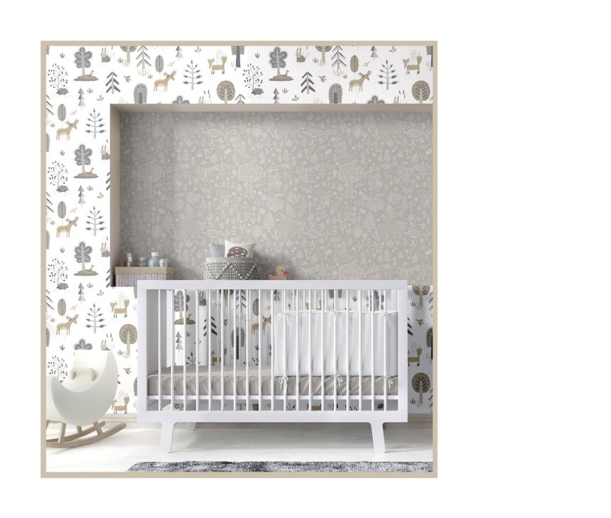 Zelená dětská vliesová tapeta na zeď, zvířátka, rostliny, 14805, Happy, Parato