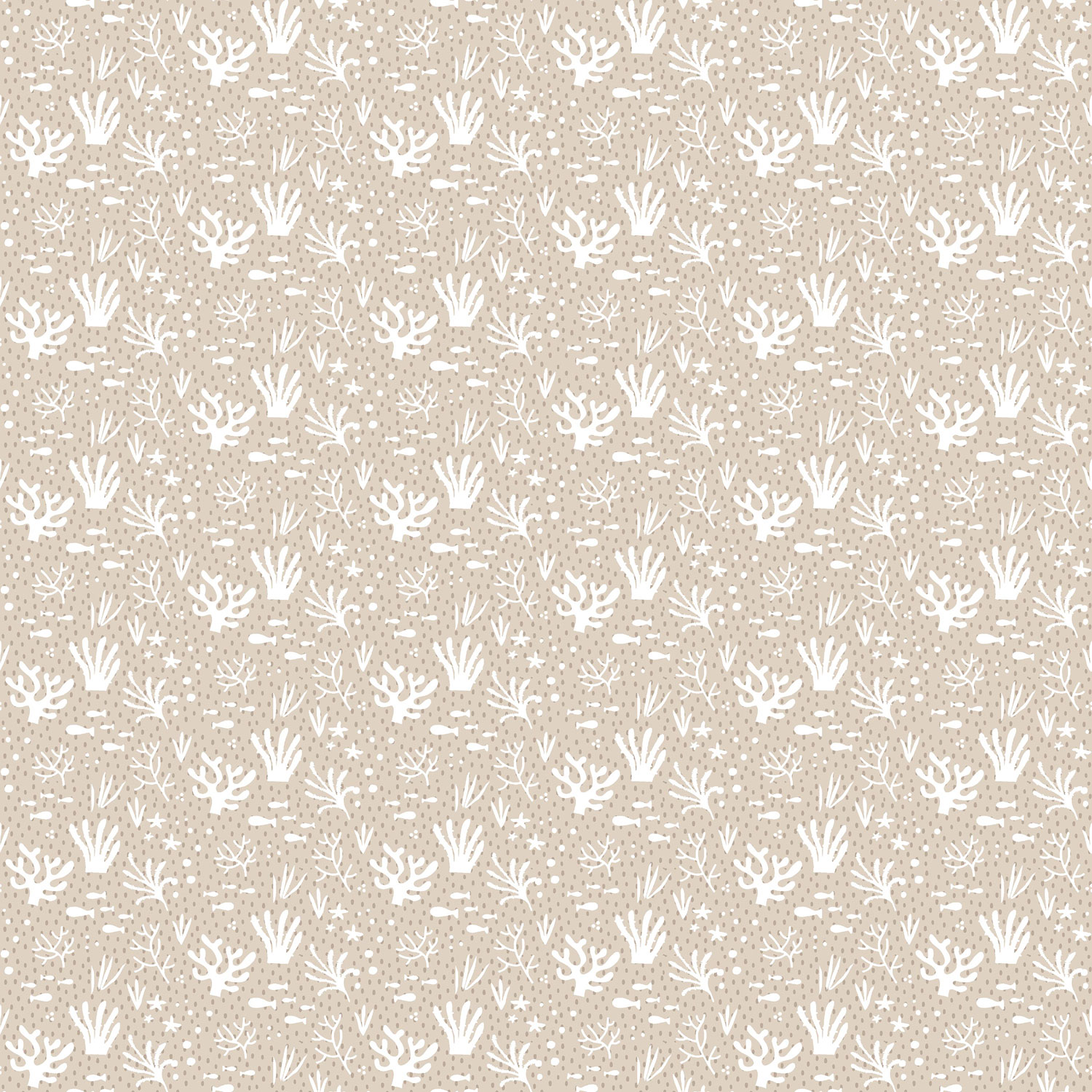 Béžová dětská vliesová tapeta na zeď, vodní rostliny a rybičky, 14855, Happy, Parato