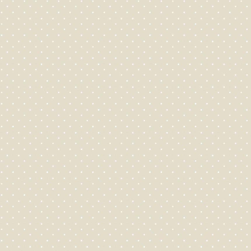 Béžová vliesová tapeta s bílými puntíky 14862, Happy, Parato