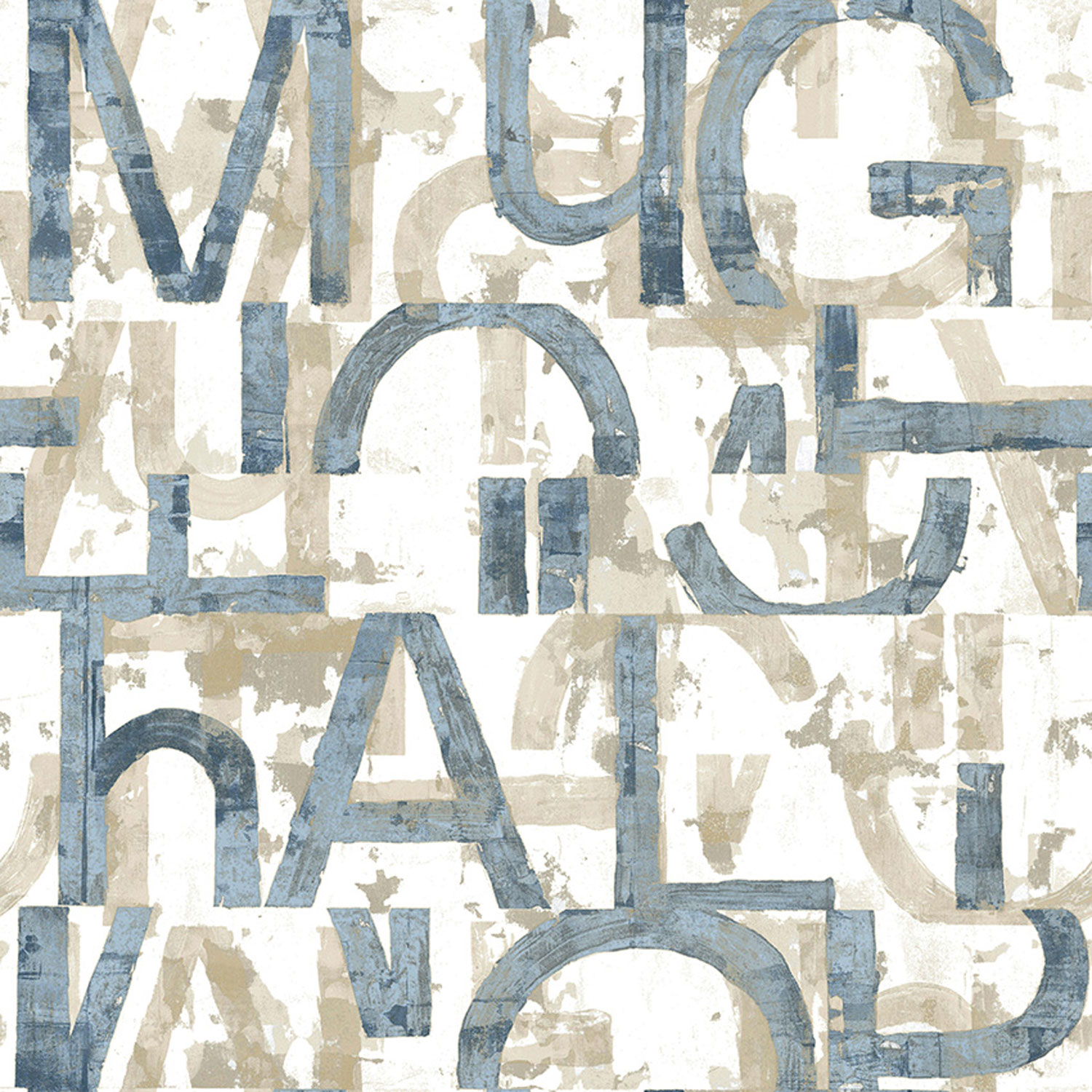 Modro-béžová vliesová tapeta s písmeny,  16632, Friends & Coffee, Cristiana Masi by Parato 