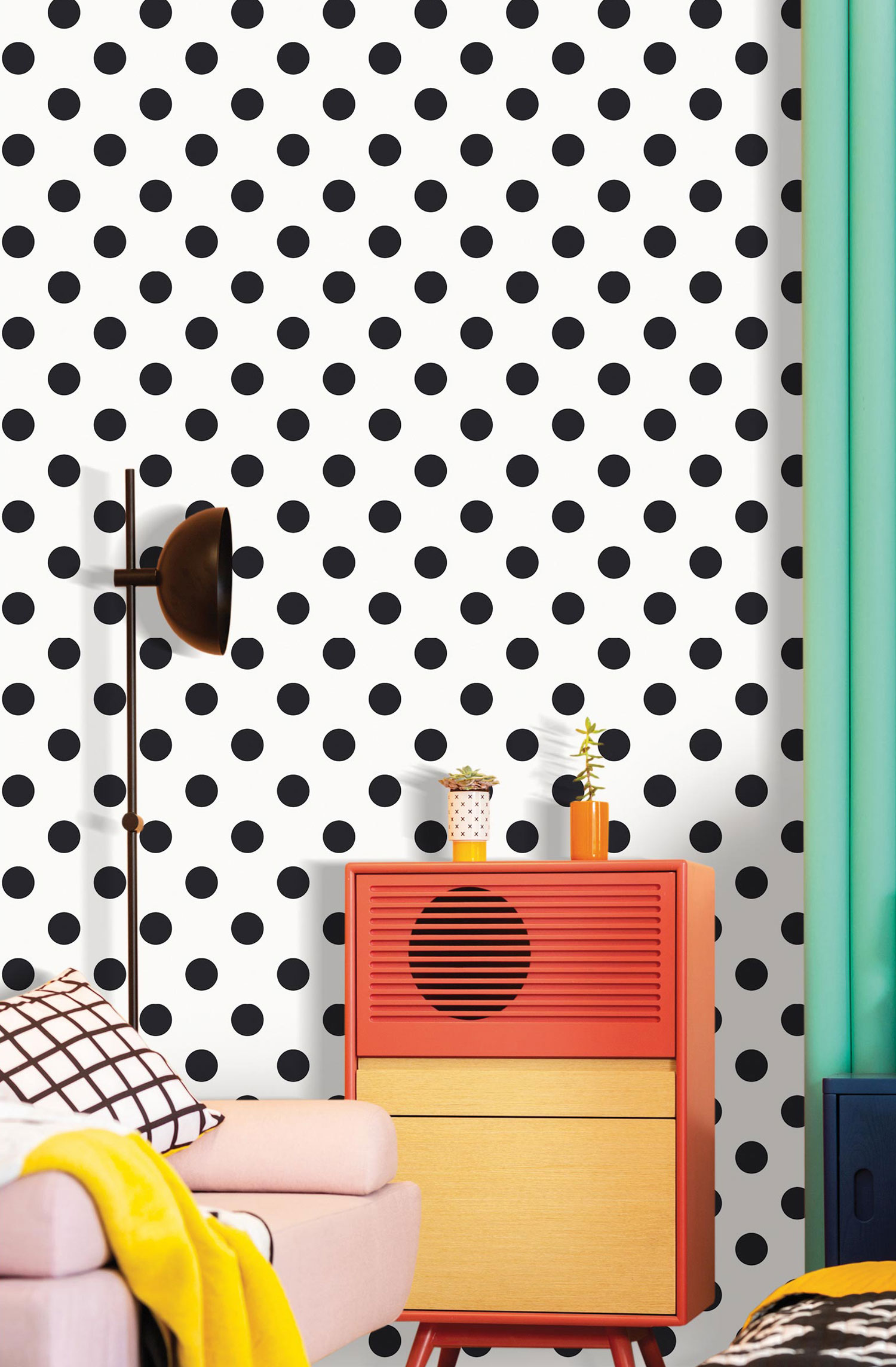 Bílá vliesová tapeta s černými puntíky, 16654, Friends & Coffee, Cristiana Masi by Parato 