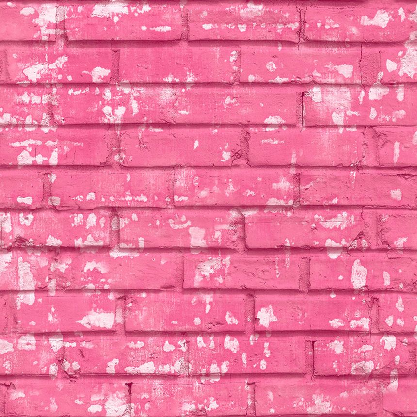 Růžová vliesová tapeta cihly, cihlová zeď,  16661, Friends & Coffee, Cristiana Masi by Parato 