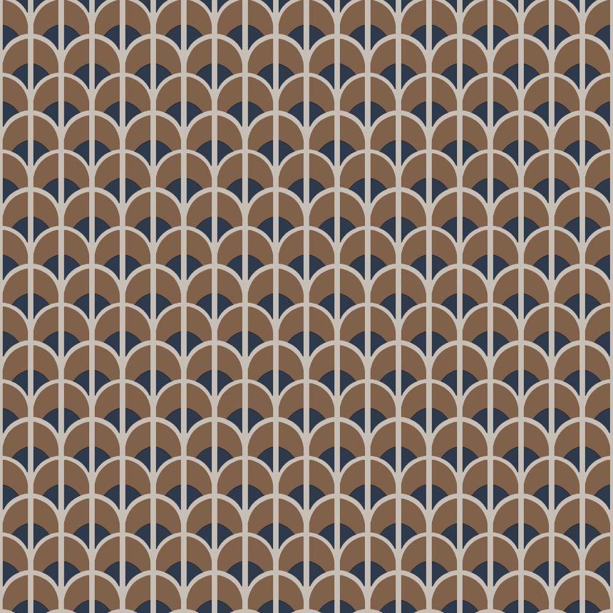 Hnědo-modrá geometrická vliesová tapeta na zeď, 28869, Thema, Cristiana Masi by Parato