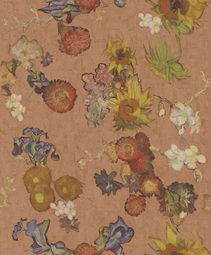 Luxusní starorůžová vliesová tapeta s květinami, 5028491, Van Gogh III, BN Walls