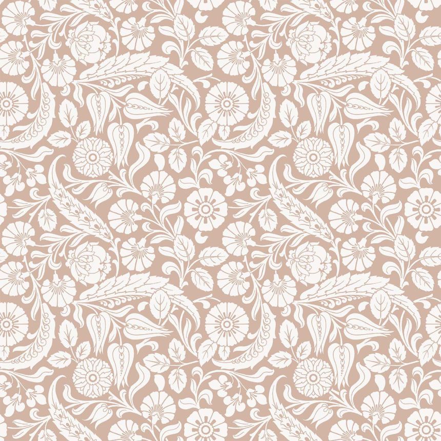 Béžová vliesová květinová tapeta na zeď, 139330, Vintage Flowers, Esta Home
