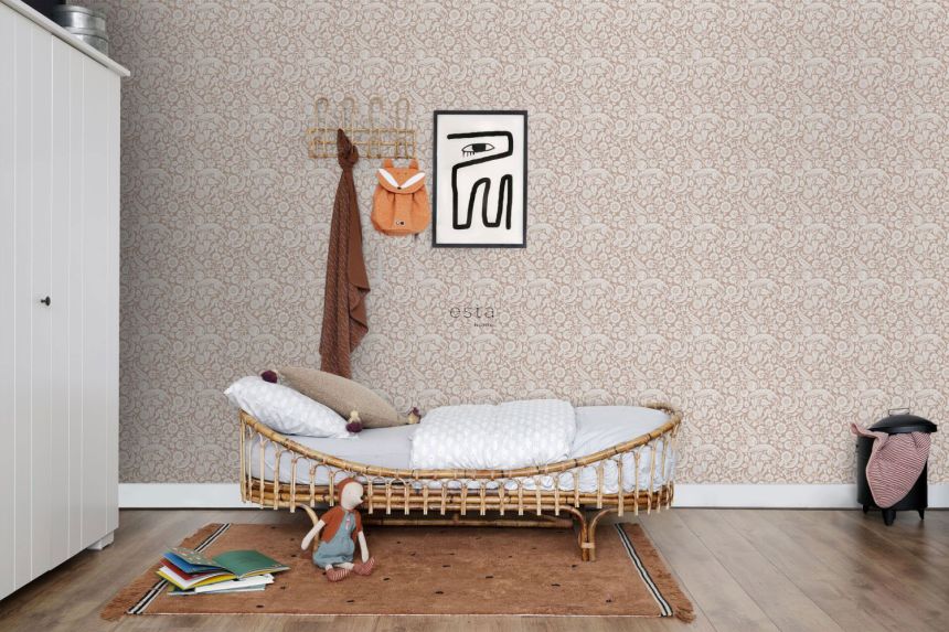 Béžová vliesová květinová tapeta na zeď, 139330, Vintage Flowers, Esta Home