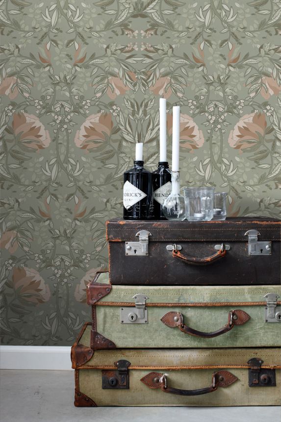 Secesní vliesová květinová tapeta na zeď, 139419, Vintage Flowers, Esta Home