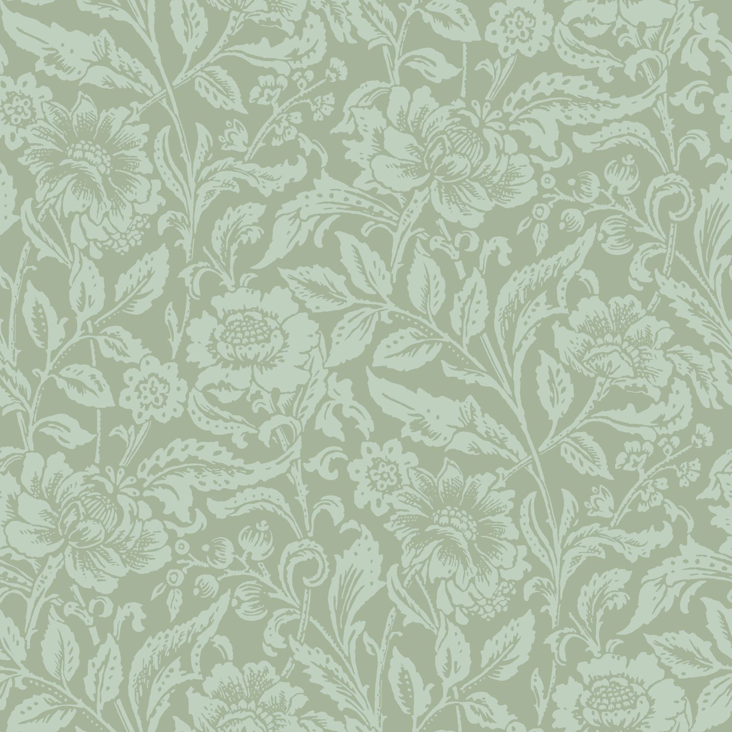 Zelená vliesová květinová tapeta na zeď, 139428, Vintage Flowers, Esta Home