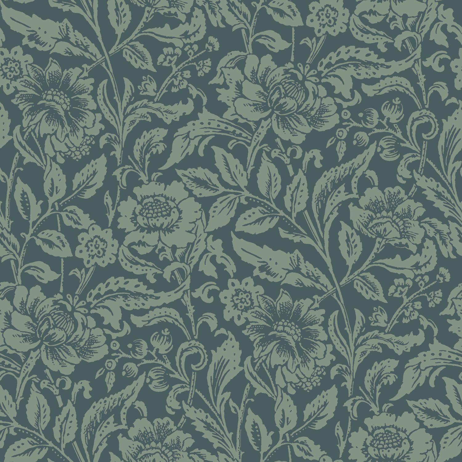 Modrá vliesová květinová tapeta na zeď, 139429, Vintage Flowers, Esta Home