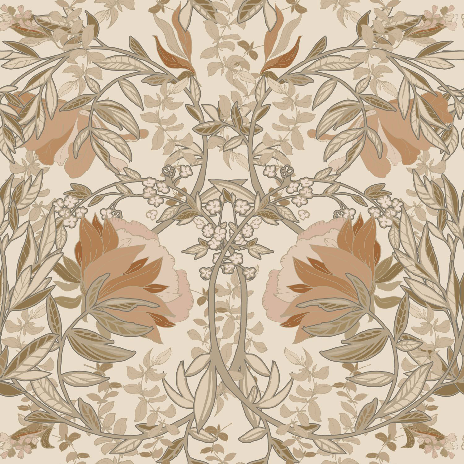 Secesní vliesová květinová tapeta na zeď, 139459, Vintage Flowers, Esta Home